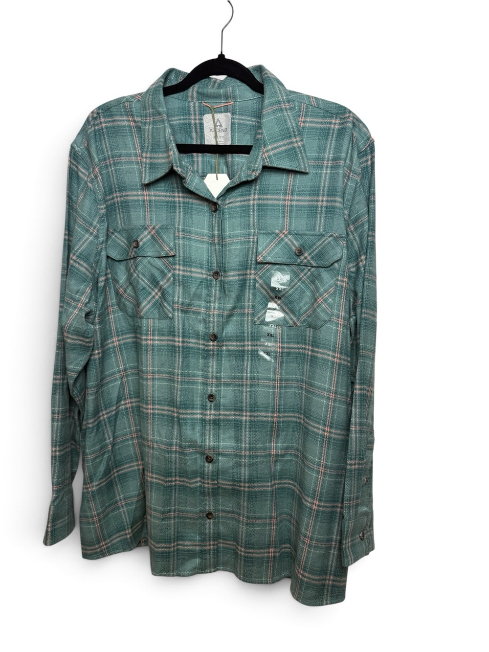 Ascend Women XXL Sagebrush Green Plaid Flannel Shirt NWT - Picture 2 of 11